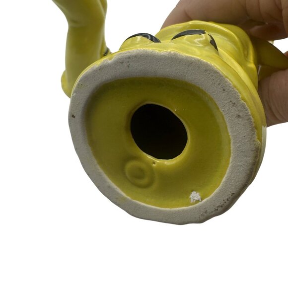 Vintage Asian-Inspired Yellow Ceramic Figurines Male & Female Pair Hand-Painted - Picture 8 of 8